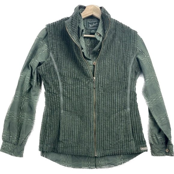 Woolrich Corduroy Vest and Matching Shirt 2 Piece Green Spruce NWT Womens Sz XS - Picture 1 of 16